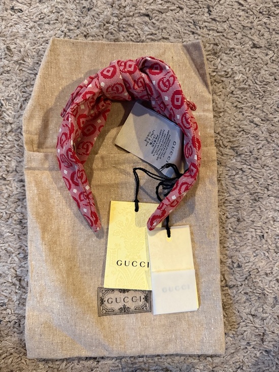 Gucci Accessories - NWT Gucci Red Canvas GG Logo Knotted Headband